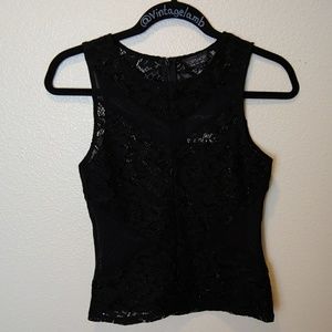 NWT Topshop sheer black lace/mesh top sz 4